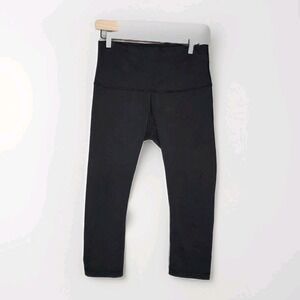 lululemon black cropped pants leggings workout size 10 Yoga Pants Athleisure